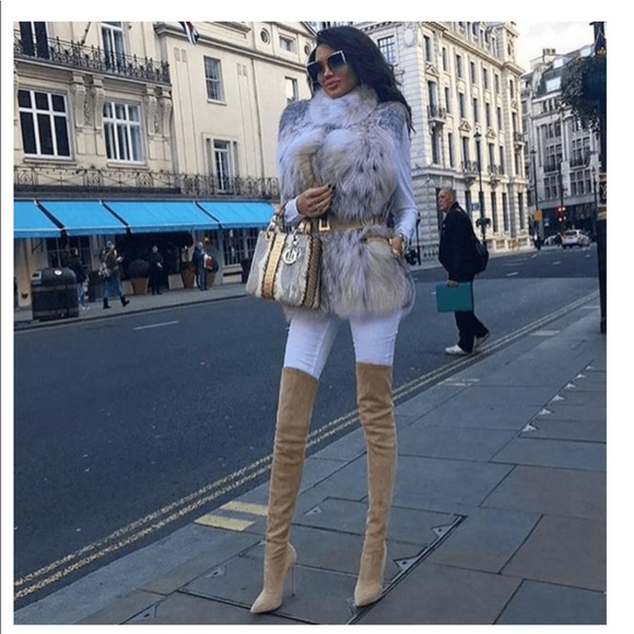 light beige over the knee boots